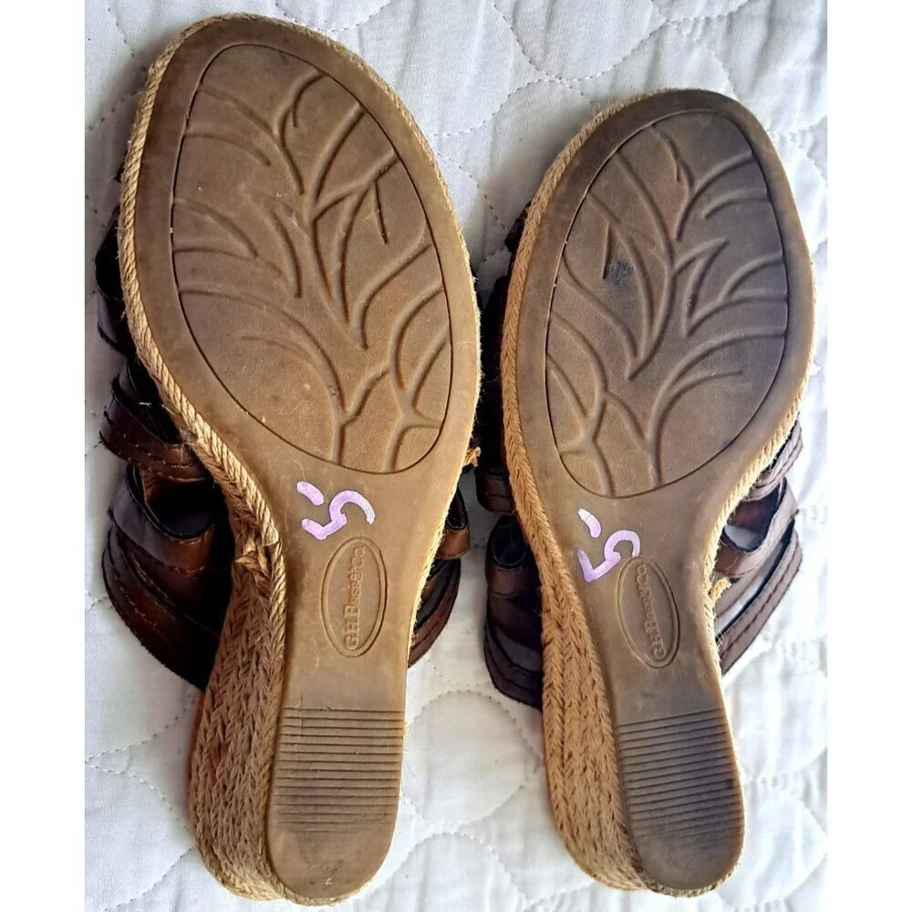 G.H.Bass & Company Women's 8.5 Brown Slides Jute Wedge 